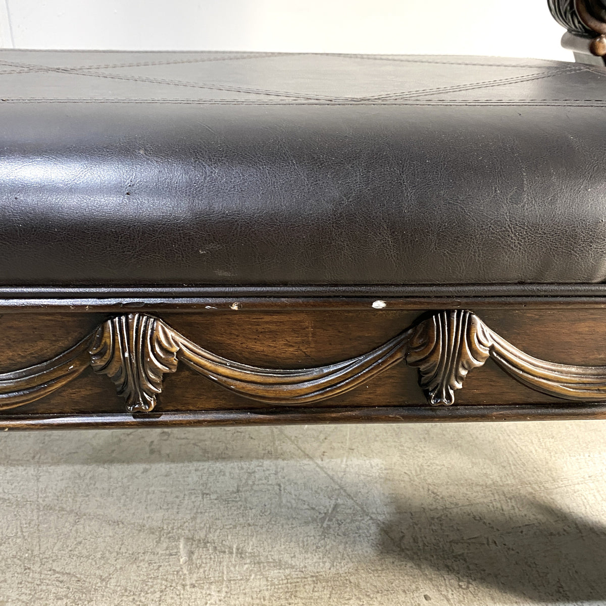 Traditional Carved Dark Wood Accent Bench