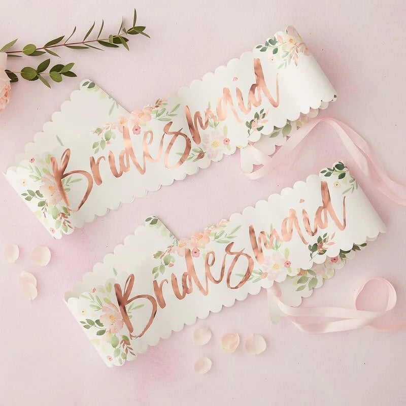 Floral 'Bridesmaid' Sashes (Set of 2)