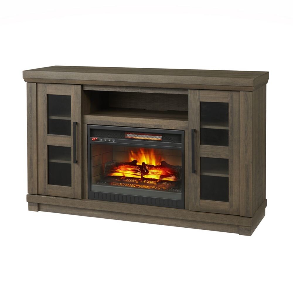54" Media Console Infrared Electric Fireplace in Honey Ash