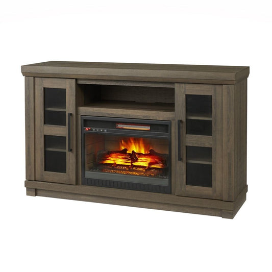 54" Media Console Infrared Electric Fireplace in Honey Ash