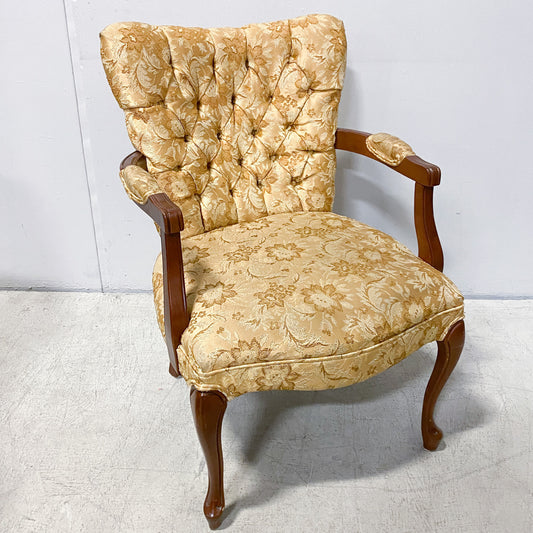 Antique Mahogany Tufted Gold Chair