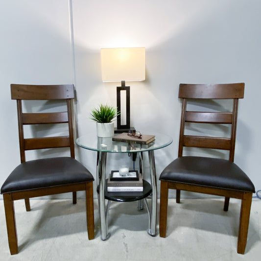 Leather Rustic Ladderback Dining Chair (Set of 2)
