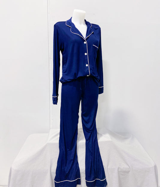 Women's Navy Piped Pajama Set (Size Small)
