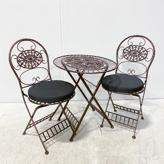 3 Piece Foldable Metal Oval Bistro Set