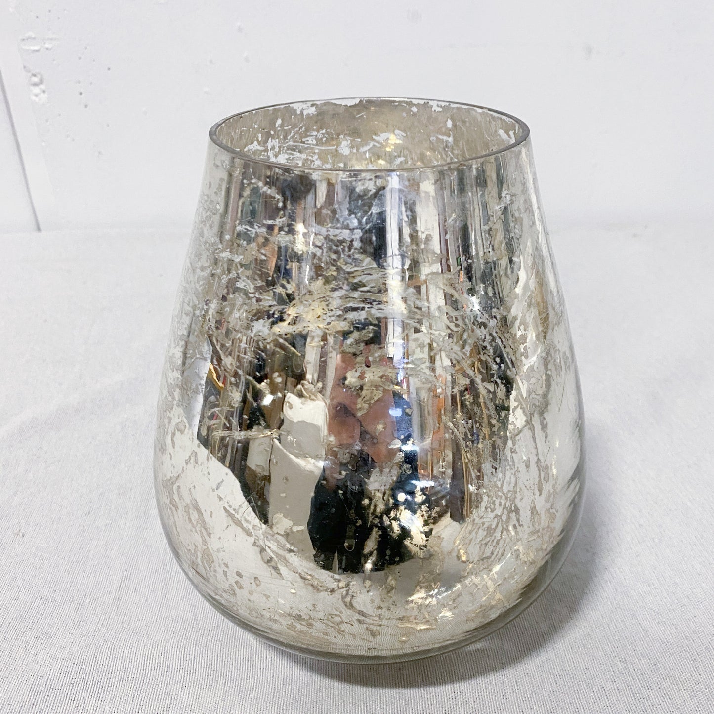 Round Mercury Glass Candle Holder