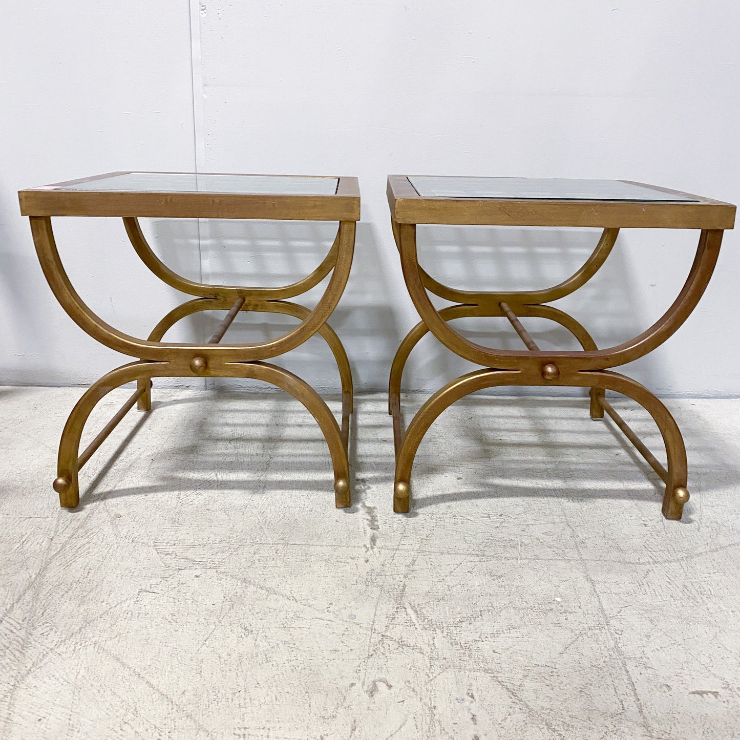 Gold Metal and Glass End Tables (Set of 2)
