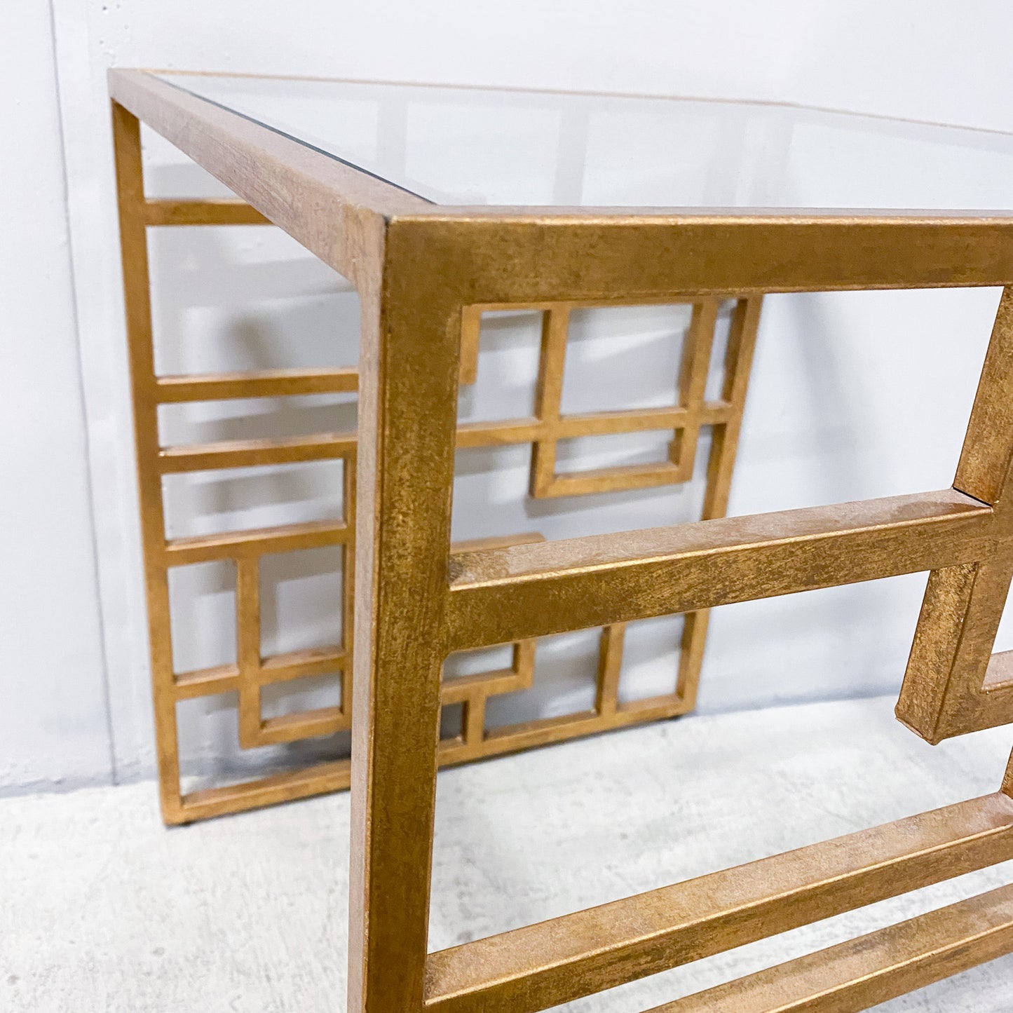 Contemporary Gold Geometric End Table