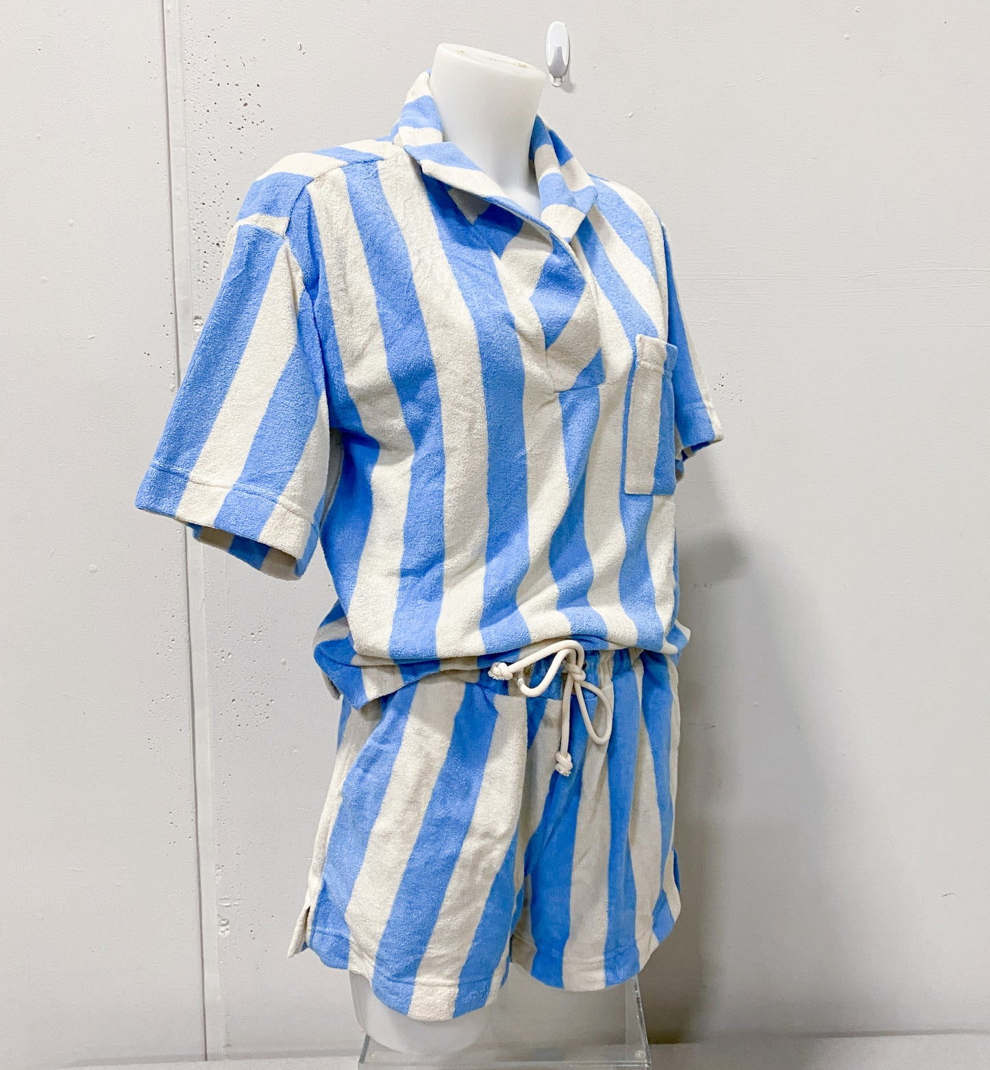 Women's  Blue and Cream Stripped Pajama Set (Size Small)