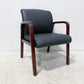 Black Leather & Mahogany Office Chair