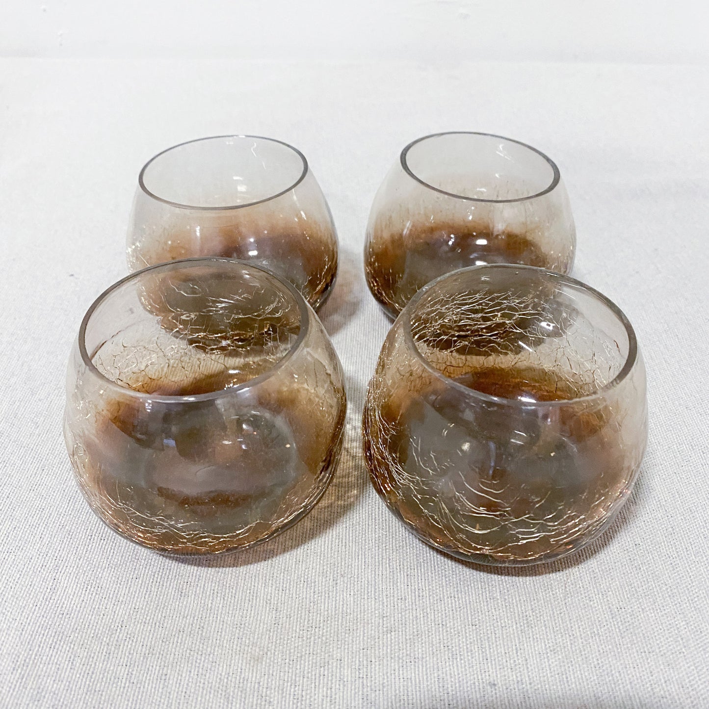 Amber Glass Candle Holders (Set of 4)