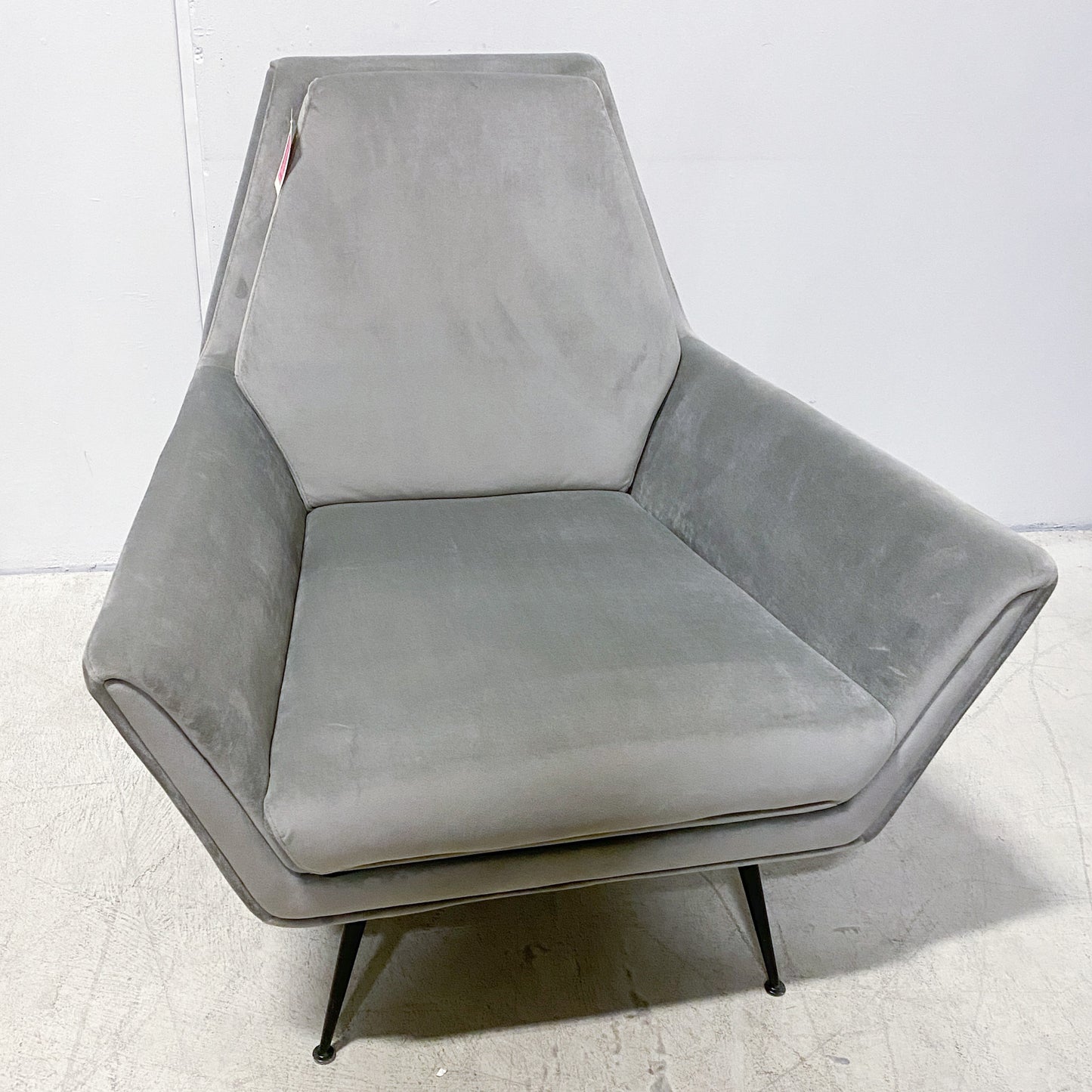 Geometric Velour Smoke Grey Accent Chair