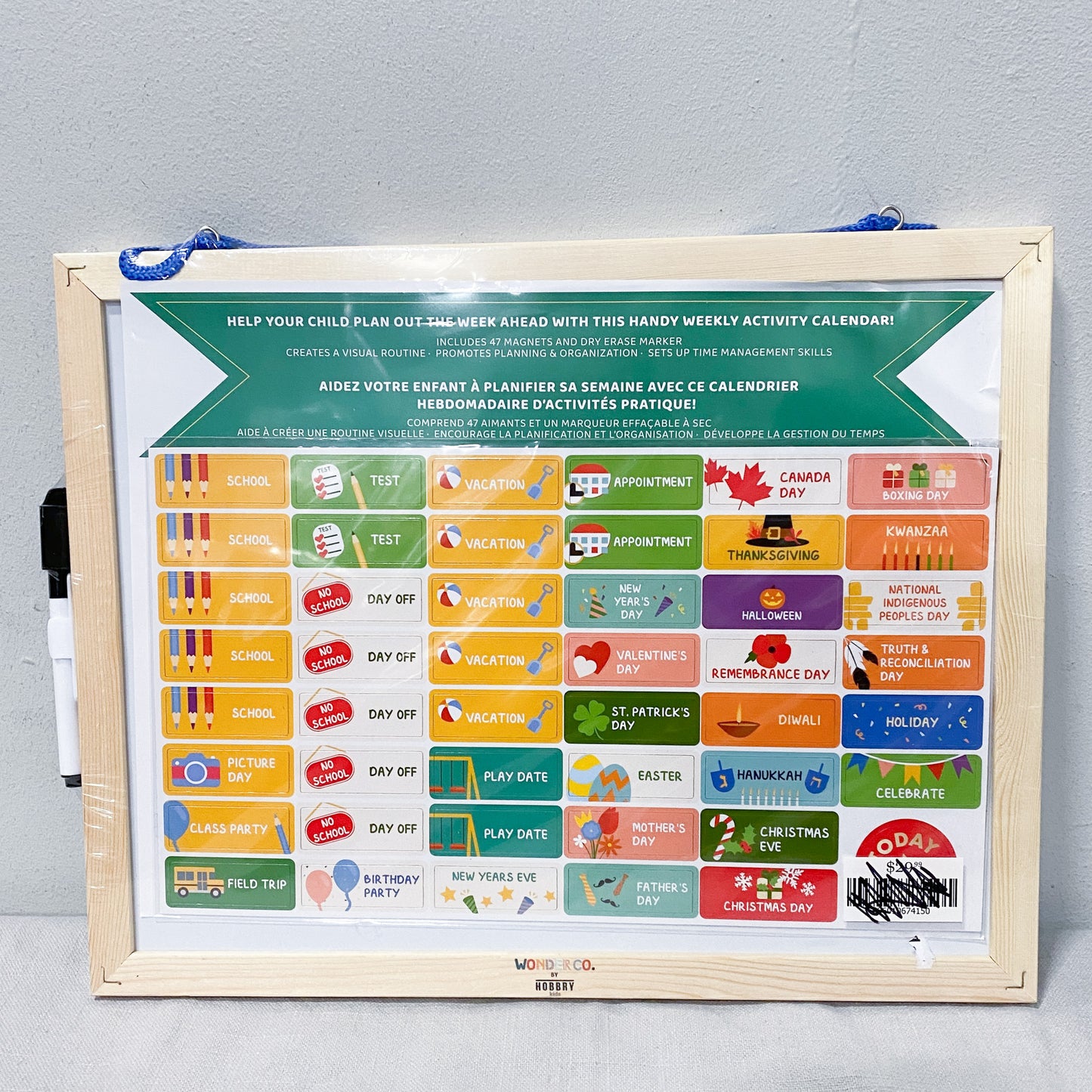 Kids 'Magnetic' Daily Calendar and Whiteboard