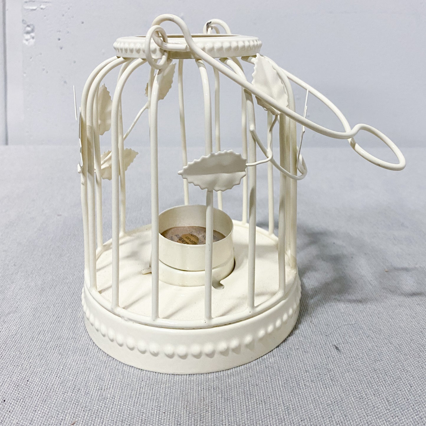 White Birdcage Tealight Candle Holder