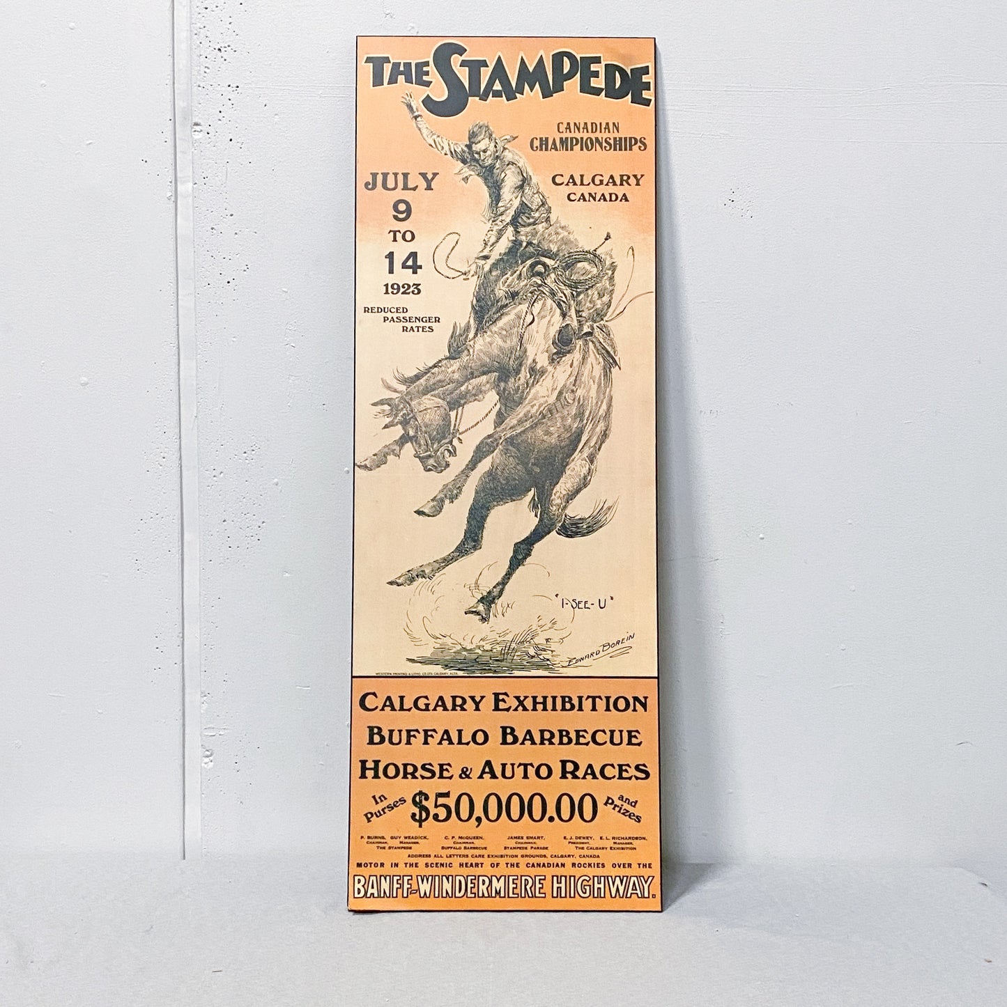 Vintage Mounted Poster Stampede Poster 1923