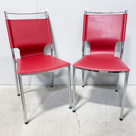 Faux Leather Red Armless Chair (Set of 2)