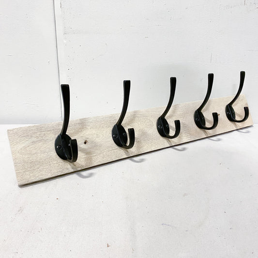 27" Wood 5-Hook Wall Rack