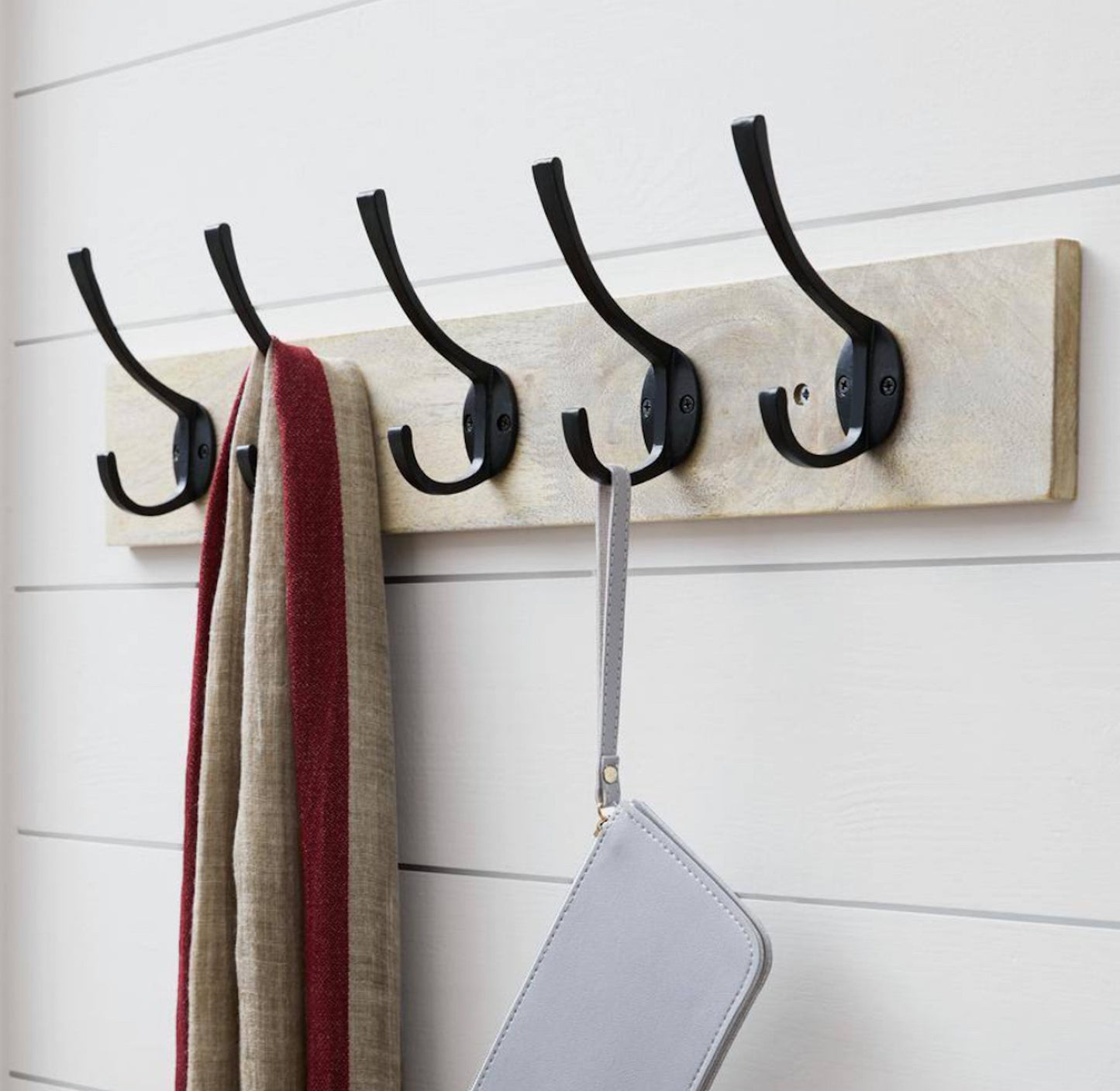 27" Wood 5-Hook Wall Rack