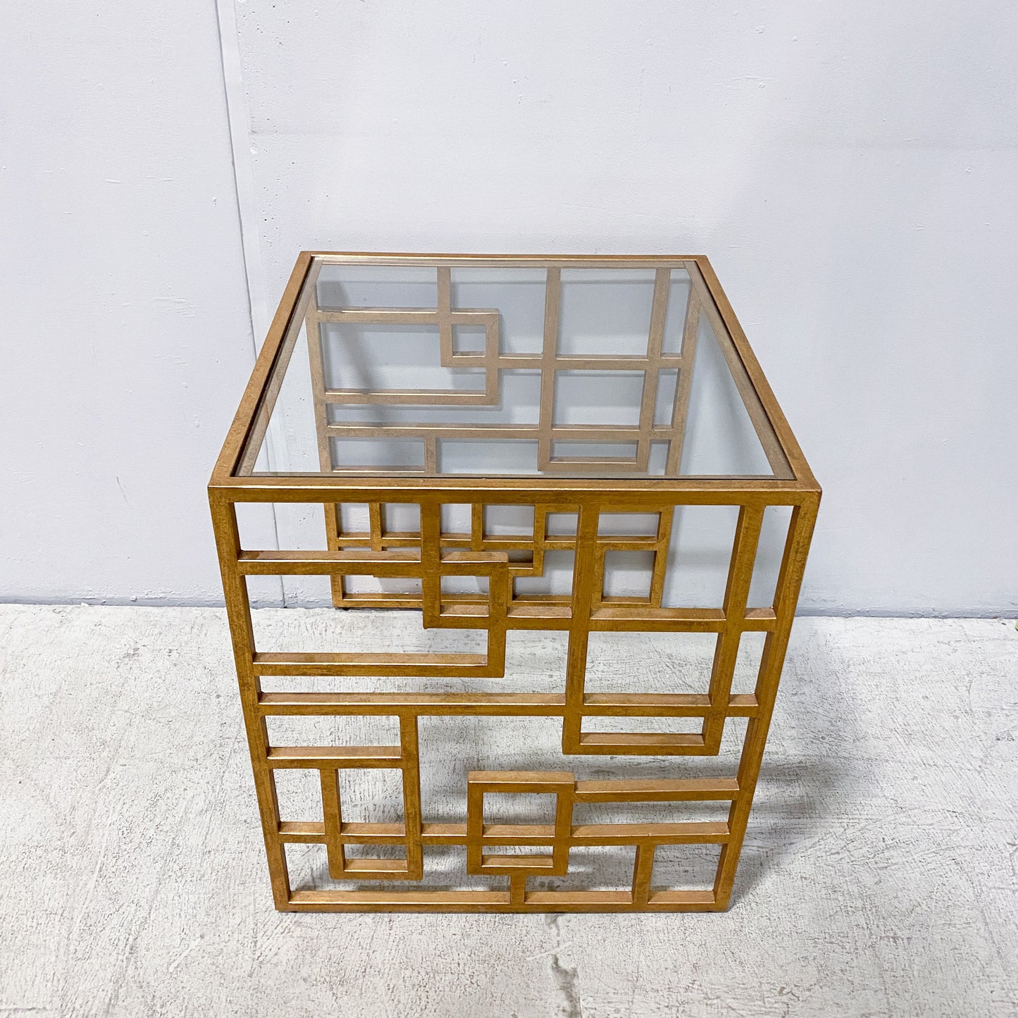 Contemporary Gold Geometric End Table