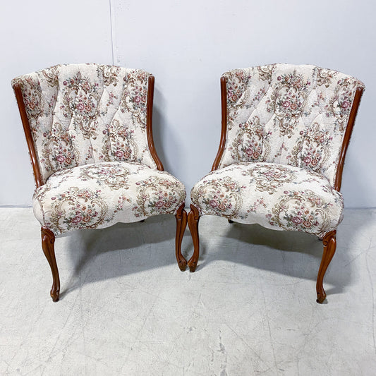 Vintage French Cabriole Tufted Chair