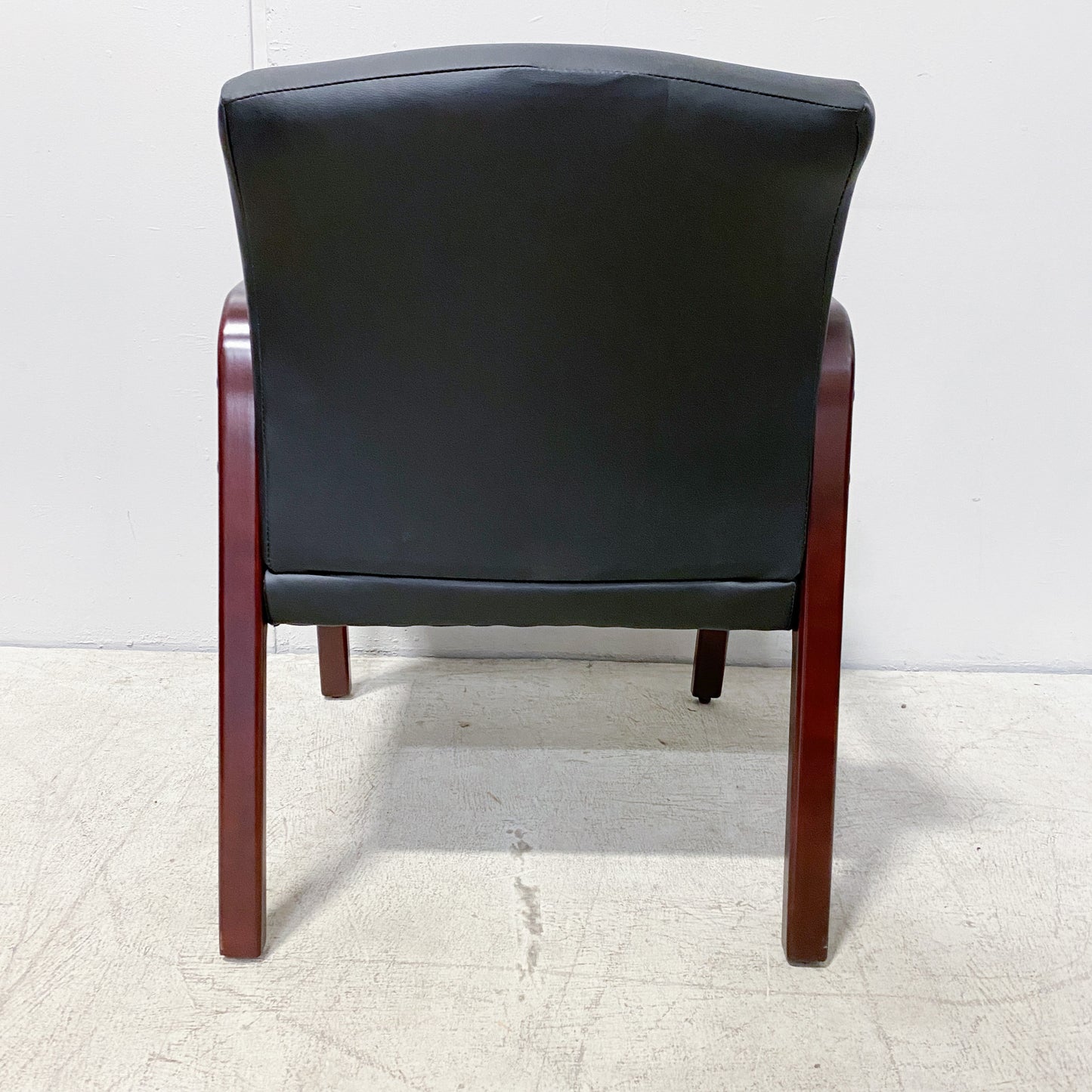 Black Leather & Mahogany Office Chair