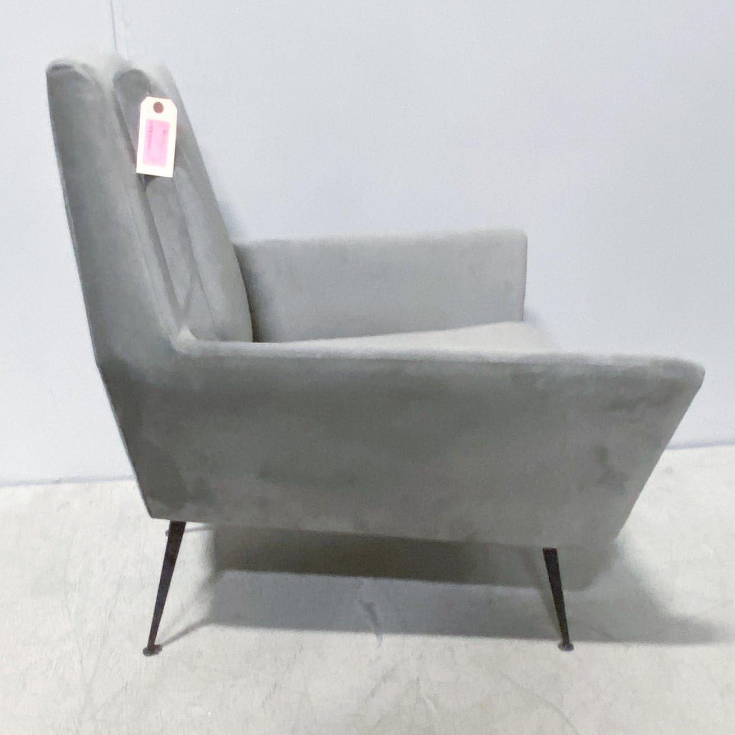 Geometric Velour Smoke Grey Accent Chair