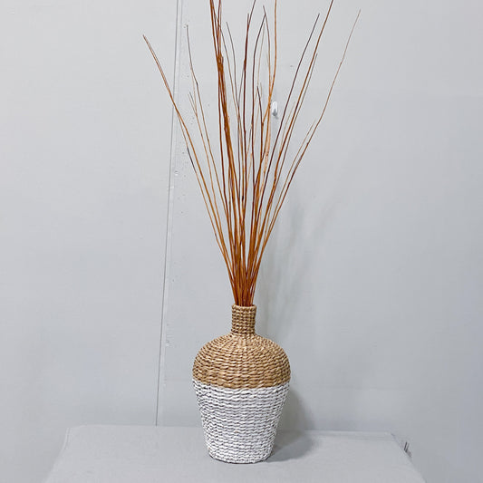 Wicker Vase with Bamboo