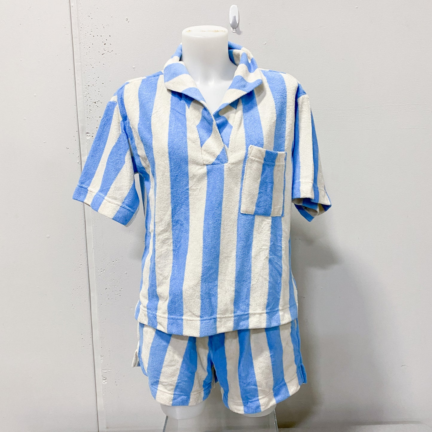 Women's  Blue and Cream Stripped Pajama Set (Size Small)