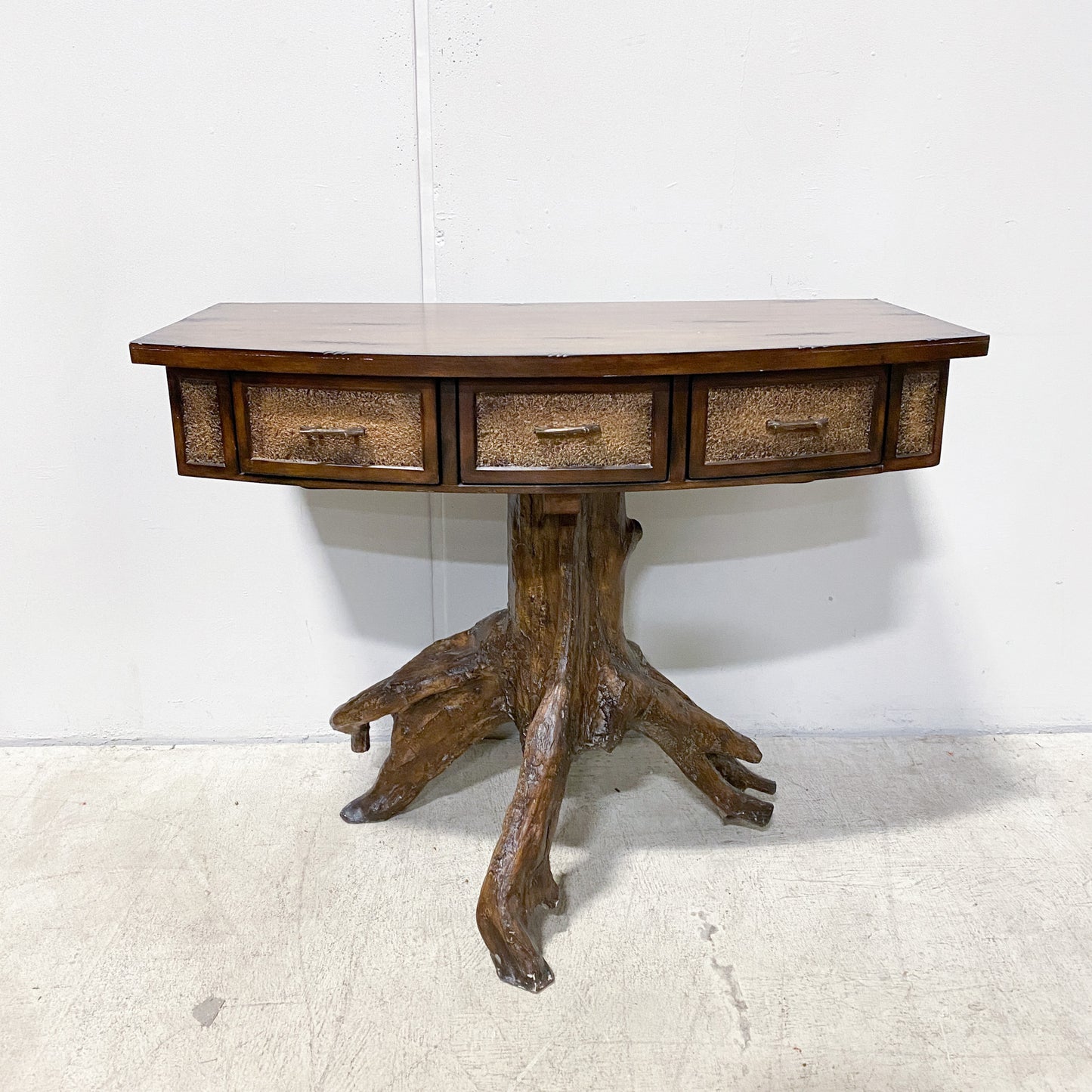 Vintage Tree Stump Faux Wood Console Table