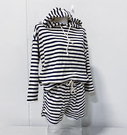 Women's Navy and Cream Stripped Pajama Set (Size X- Large)