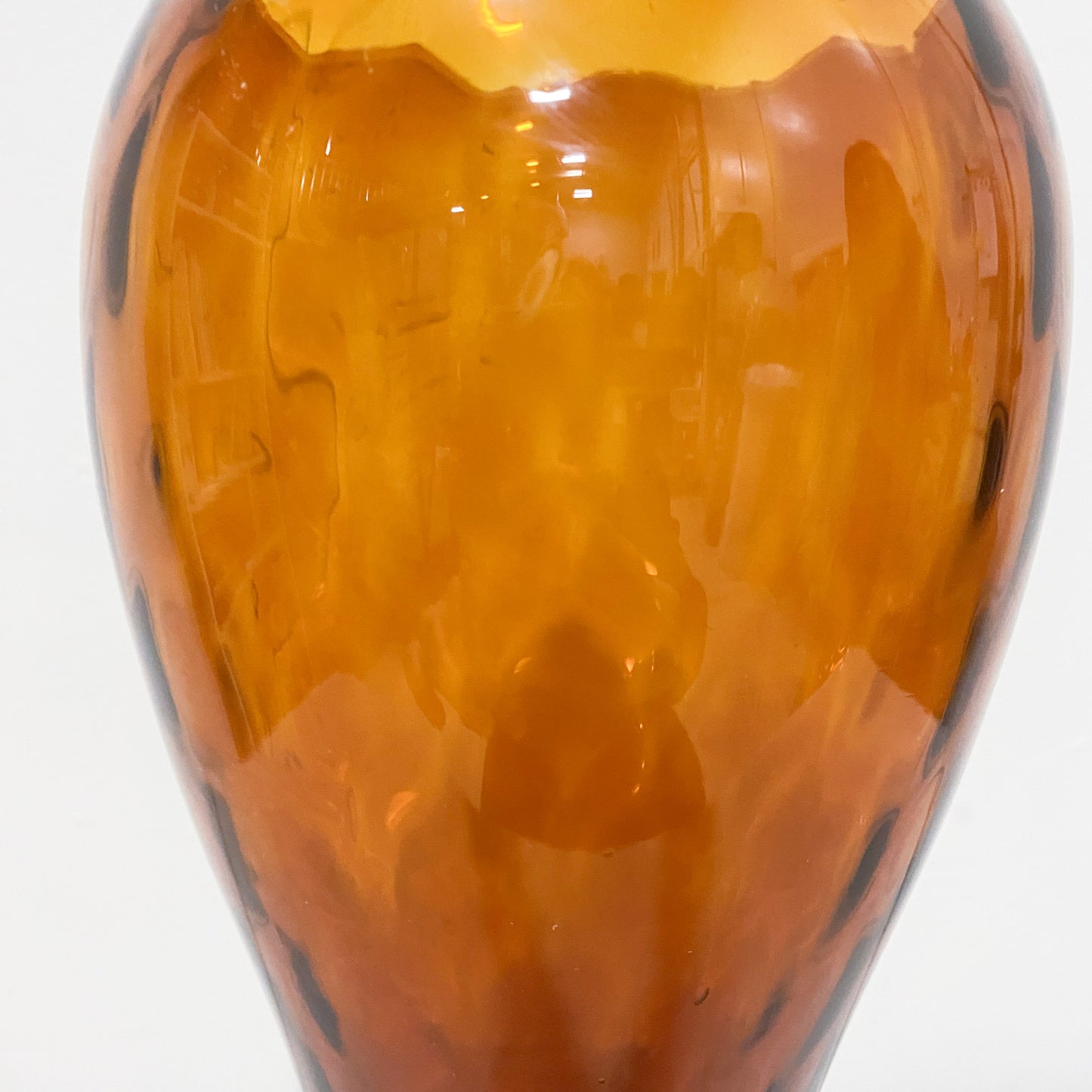 Empoli Optic Mid Century Tall Dark Amber Vase
