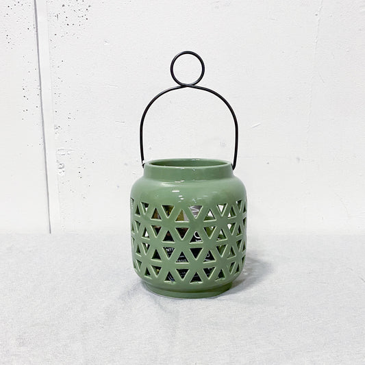 6.5" Green Ceramic Lantern