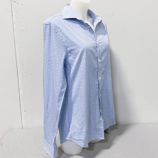 Michael Kors Men’s Blue and White Plaid Button up Dress Shirt