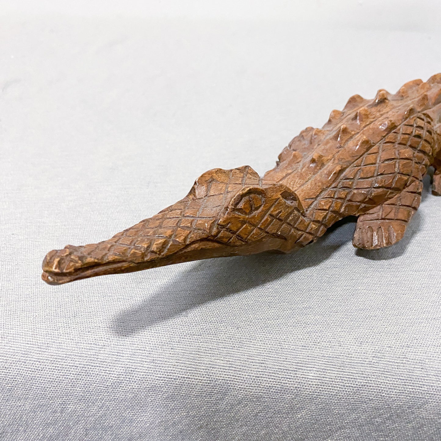 Vintage Hand-Carved Wood African Crocodile