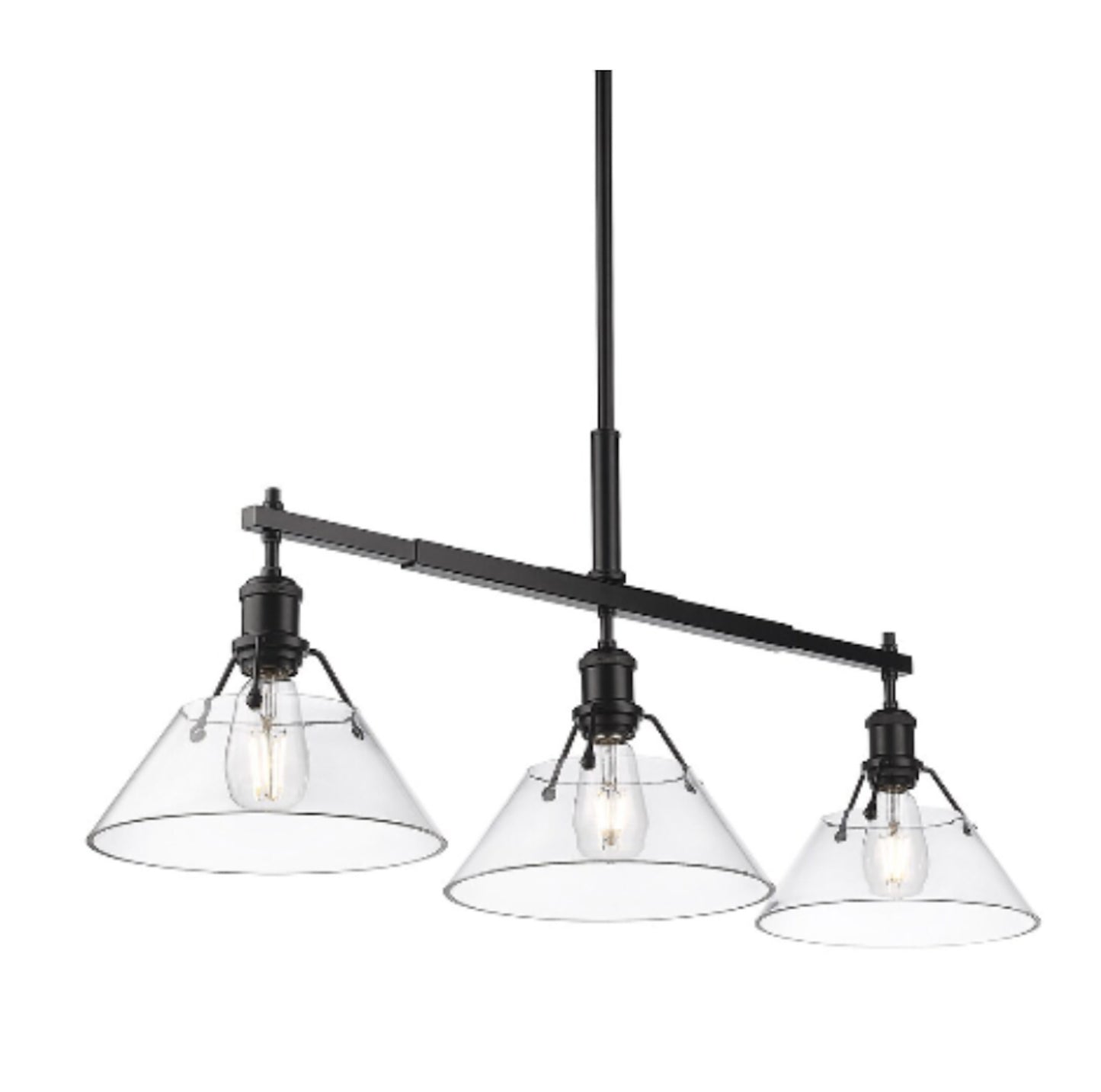 Orwell Linear Pendant Matte Black with Glass Shades