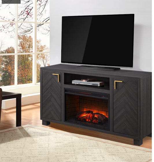 Contemporary Electric Fireplace Media Console