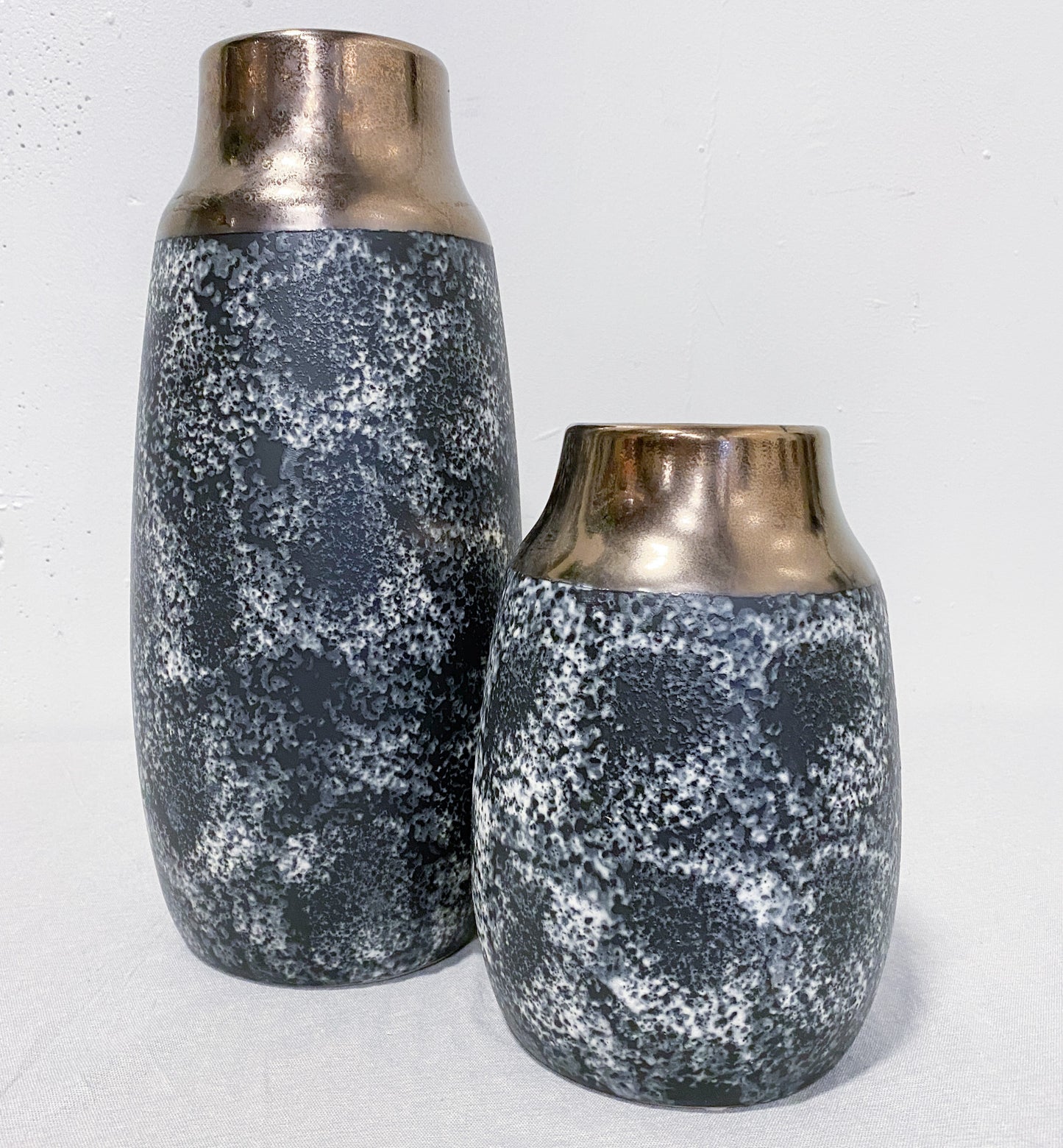 Stoneware Metal and Black Ash Vase (Set of 2)