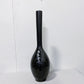 Black Satin Etched Floral Ceramic Vase
