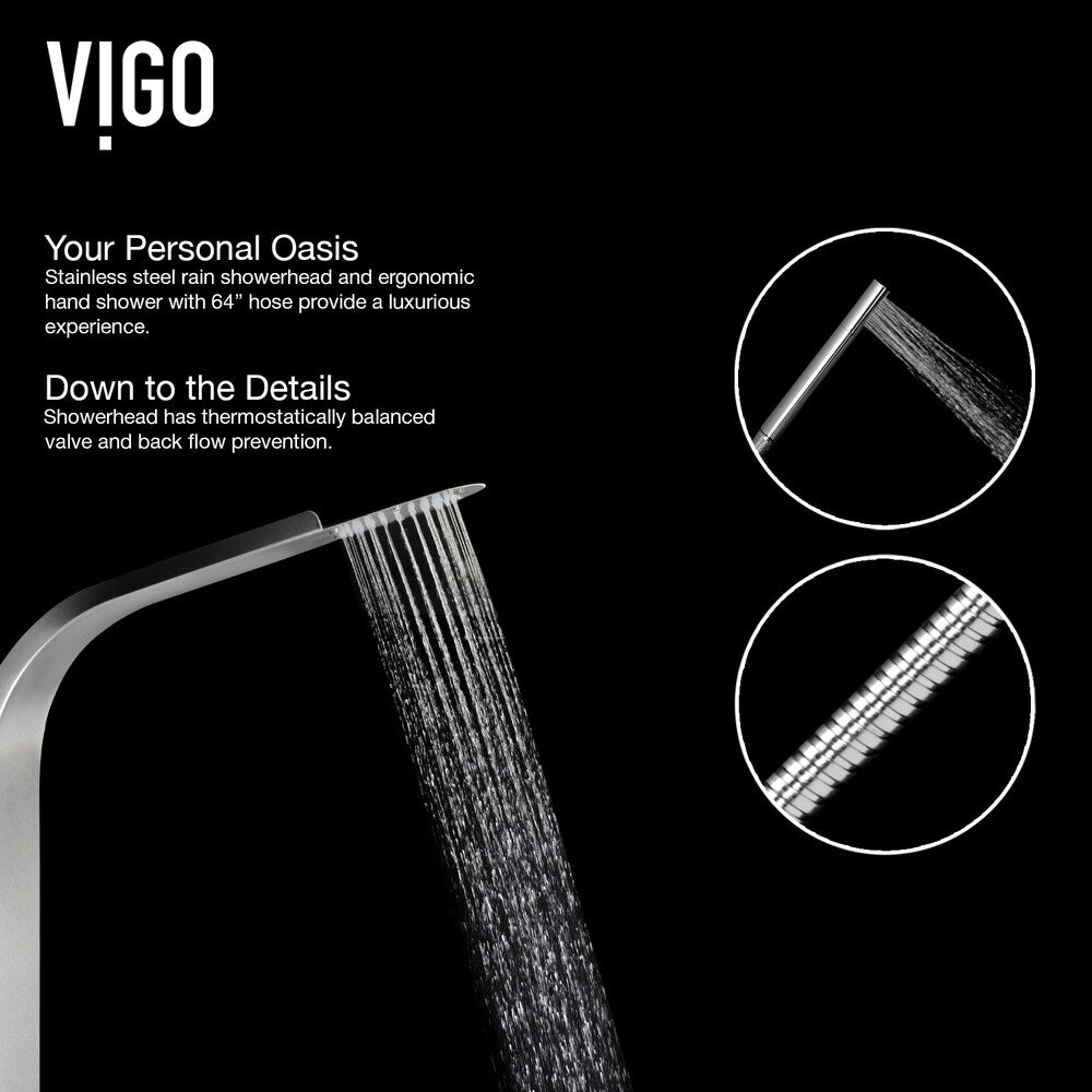 68-Inch 6-Jet Shower Wall Panel System with Fixed Rainhead Handheld Wand