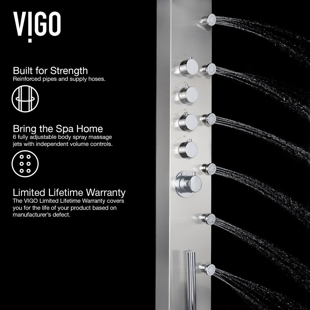 68-Inch 6-Jet Shower Wall Panel System with Fixed Rainhead Handheld Wand
