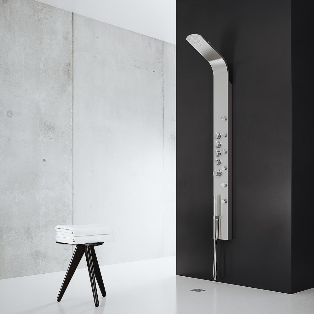 68-Inch 6-Jet Shower Wall Panel System with Fixed Rainhead Handheld Wand
