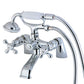 Victorian 3-Handle Deck-Mount Claw Foot Tub Faucet with Hand Shower in Chrome