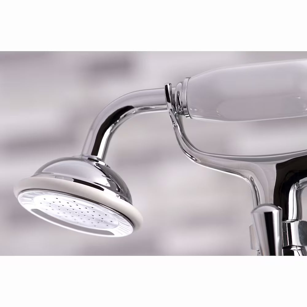 Victorian 3-Handle Deck-Mount Claw Foot Tub Faucet with Hand Shower in Chrome