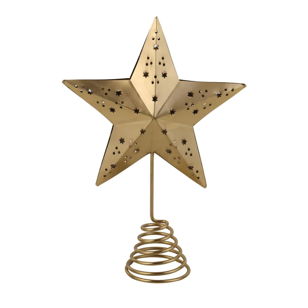 14" Gold Metal Christmas Tree Topper