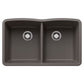Equal Double Bowl Undermount Kitchen Sink, SILGRANIT Volcano Gray