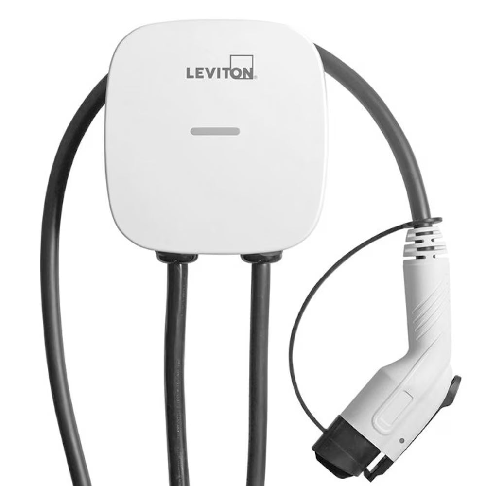 White Electric Vehicle Level 2 Plug-In Charging Station