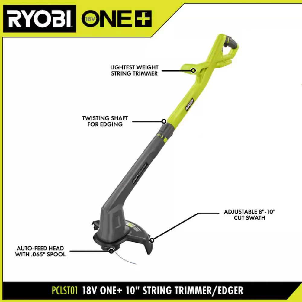 18V 10 in. Cordless Battery String Trimmer/Edger with Replacement Auto Feed Line Spools