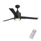 Adjustable Indoor/Outdoor Matte Black LED Ceiling Fan with Remote