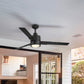 Adjustable Indoor/Outdoor Matte Black LED Ceiling Fan with Remote