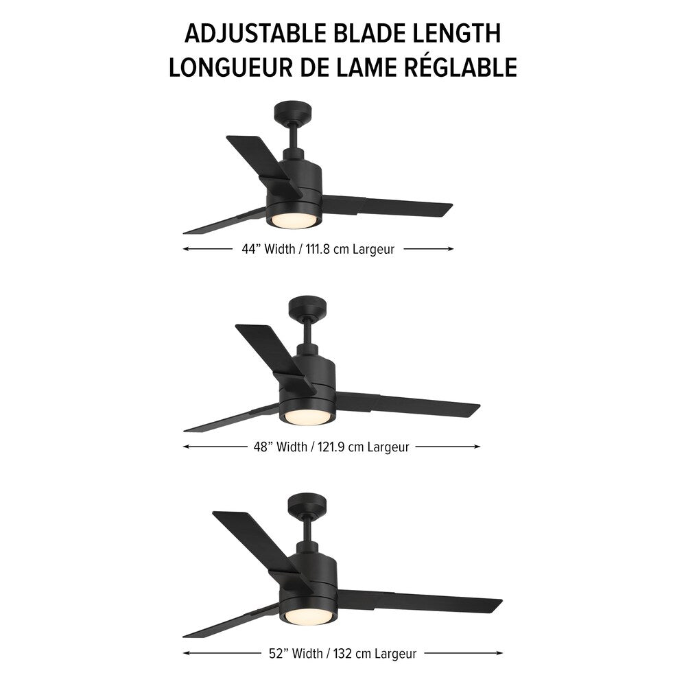Adjustable Indoor/Outdoor Matte Black LED Ceiling Fan with Remote
