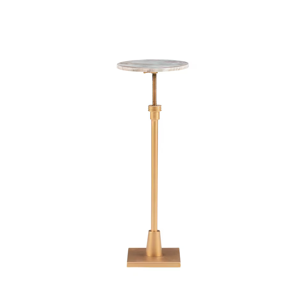 Adjustable Drink Table In Gold w/ Marble Top